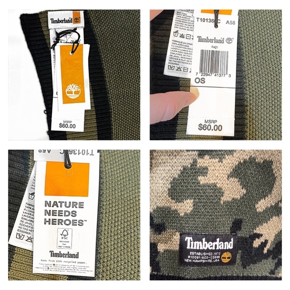 NWT Timberland Camo Jacquard Reversible Knit Scarf - Picture 14 of 15